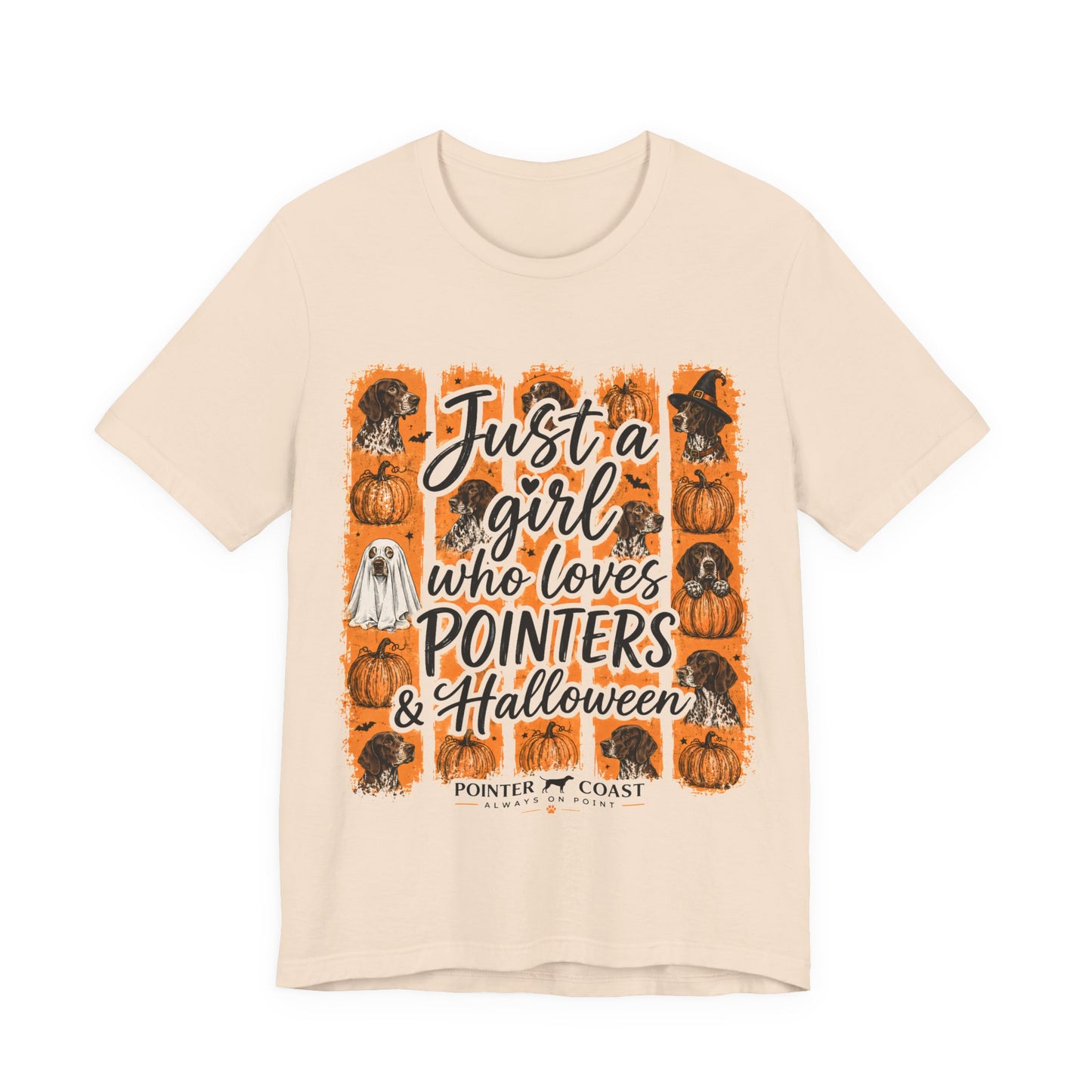 Pointer Halloween Dog Lover Shirt, Bella Canvas 3001, Pumpkin Graphic Tee, Women's Fall Gift