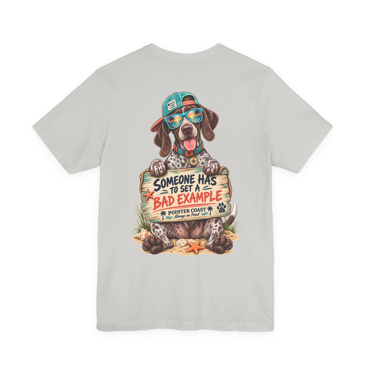 Pointer Dog Beach Graphic T-Shirt, Bella Canvas 3001, Funny Pet Lover Gift, Coastal Summer Tee