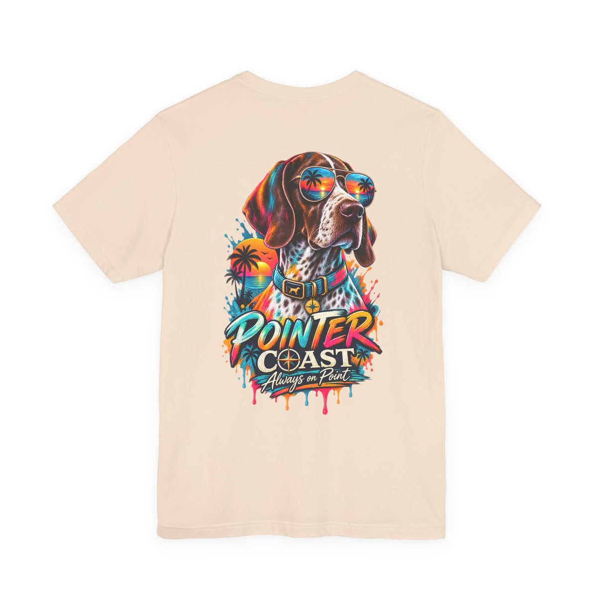 Colorful Pointer Coast Dog T Shirt, Bella Canvas 3001, Graphic Back Print, Pet Lover Gift