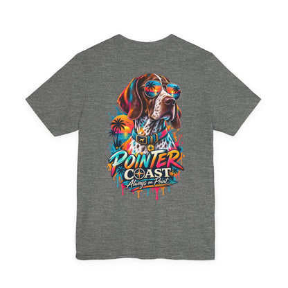 Colorful Pointer Coast Dog T Shirt, Bella Canvas 3001, Graphic Back Print, Pet Lover Gift