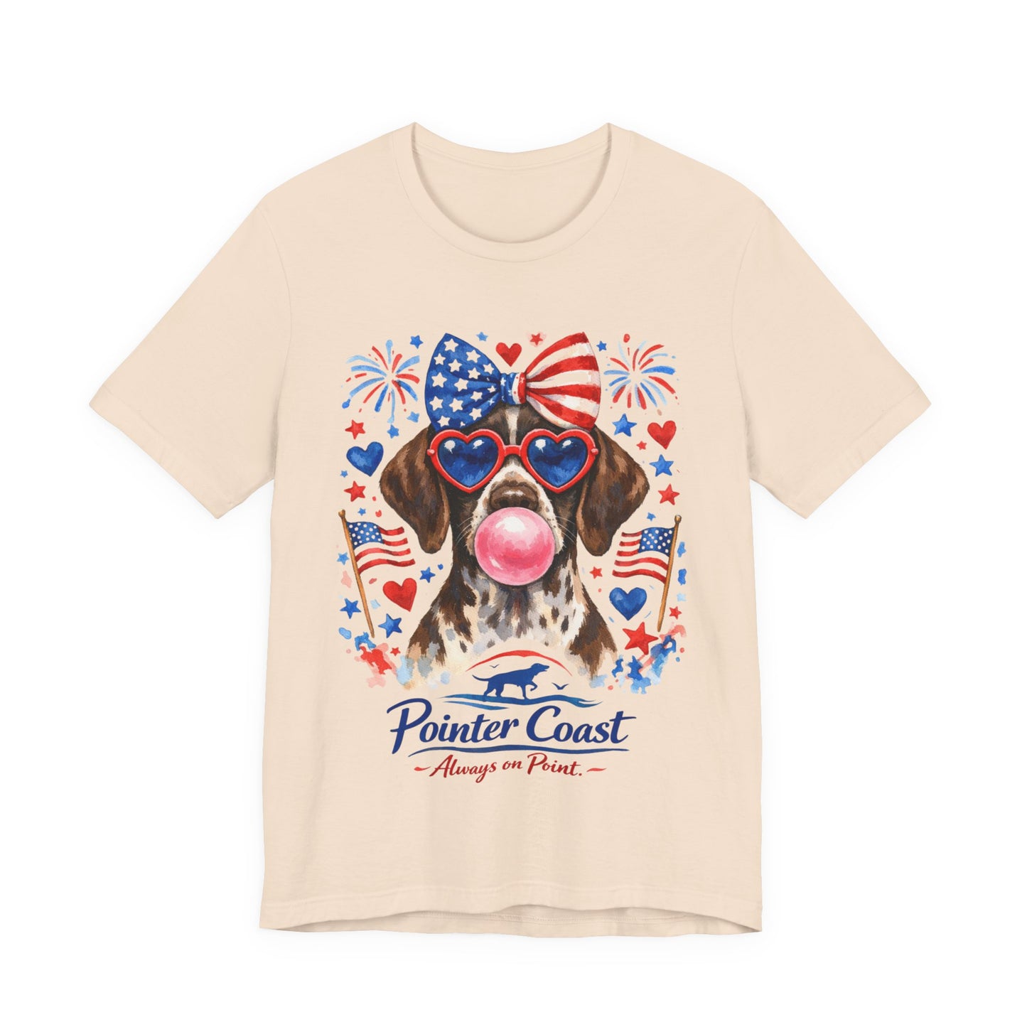 Patriotic GSP Bubblegum Shirt – Pointer Coast Always on Point Red White Blue German Shorthaired Pointer