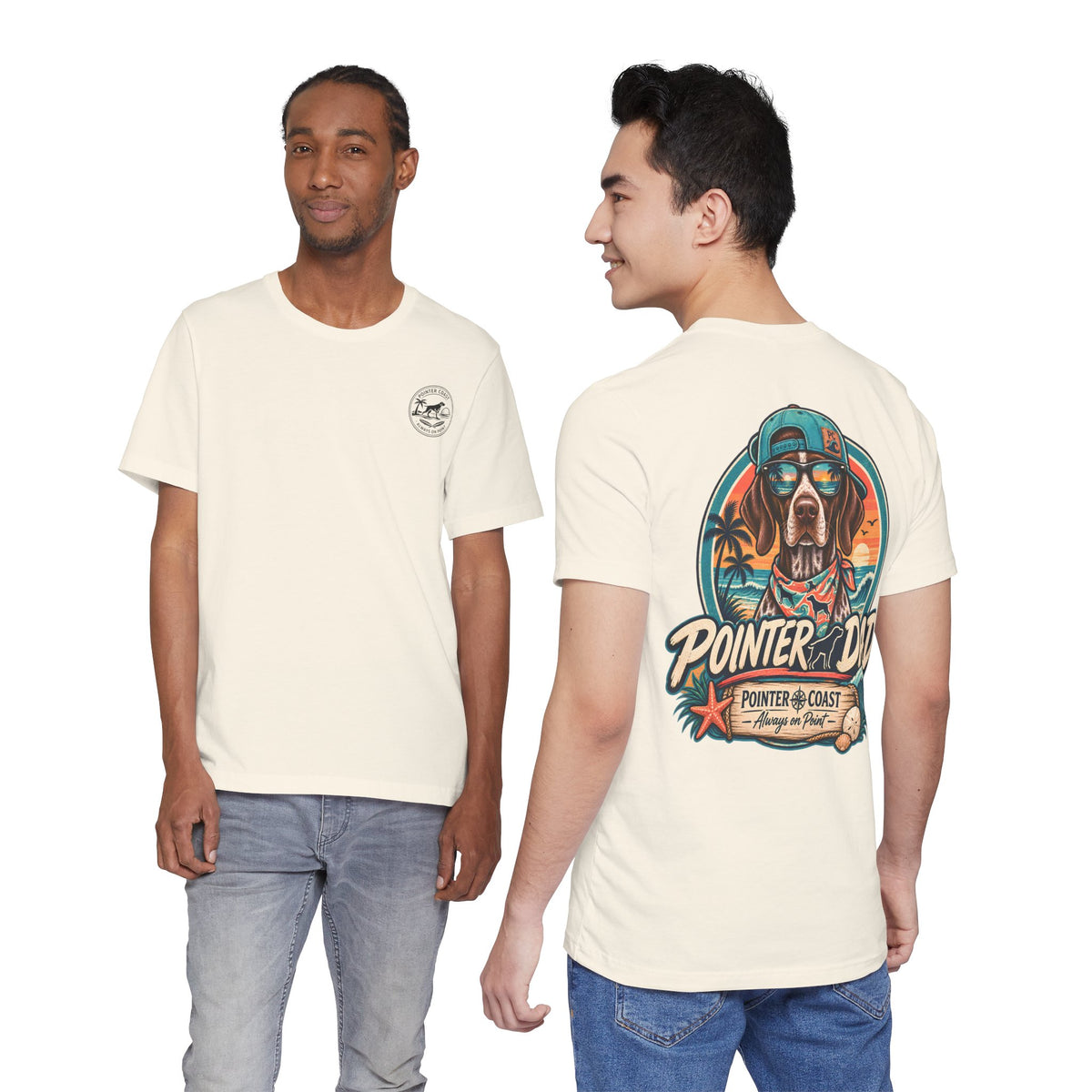 Pointer Dad Retro Beach Dog T Shirt, Bella Canvas 3001, Coastal Graphic Tee, Father's Day Gift