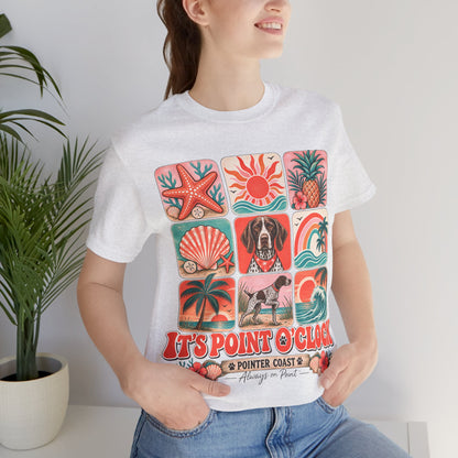 It's Point O'Clock Pointer Beach Shirt, Bella Canvas 3001, Coastal Dog Graphic, Summer Tee