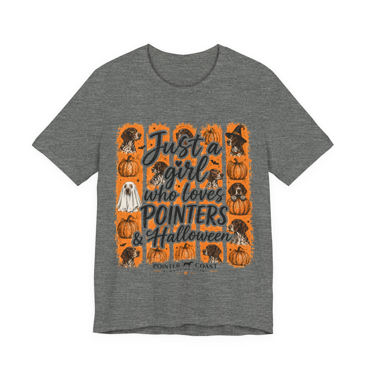 Pointer Halloween Dog Lover Shirt, Bella Canvas 3001, Pumpkin Graphic Tee, Women's Fall Gift