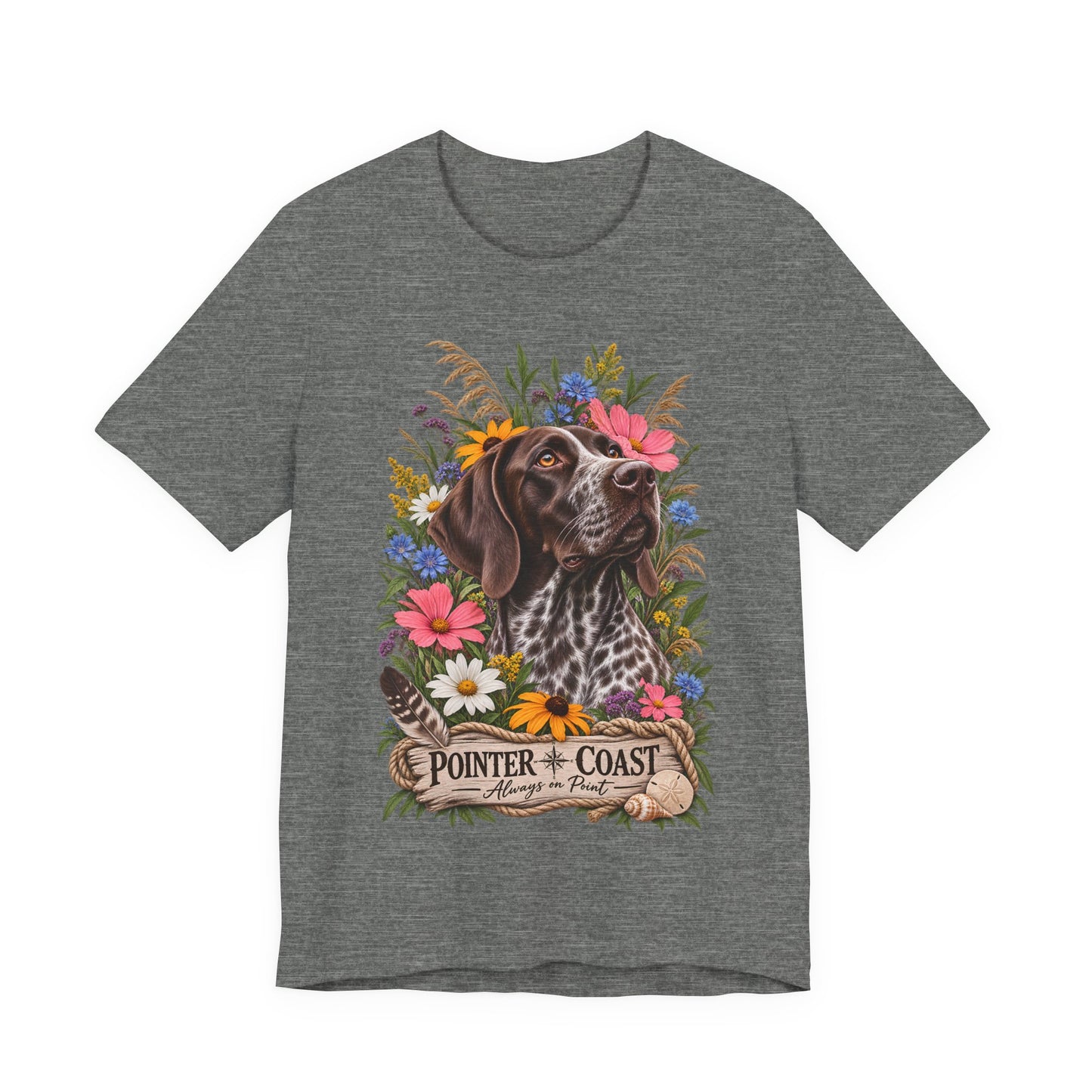 Pointer of the Coast Floral Dog Tee, Bella Canvas 3001, Coastal Graphic Shirt, Pet Lover Gift