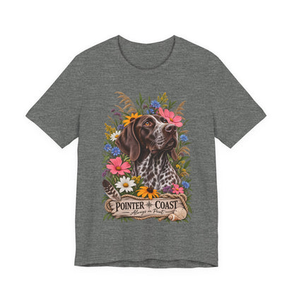 Pointer of the Coast Floral Dog Tee, Bella Canvas 3001, Coastal Graphic Shirt, Pet Lover Gift