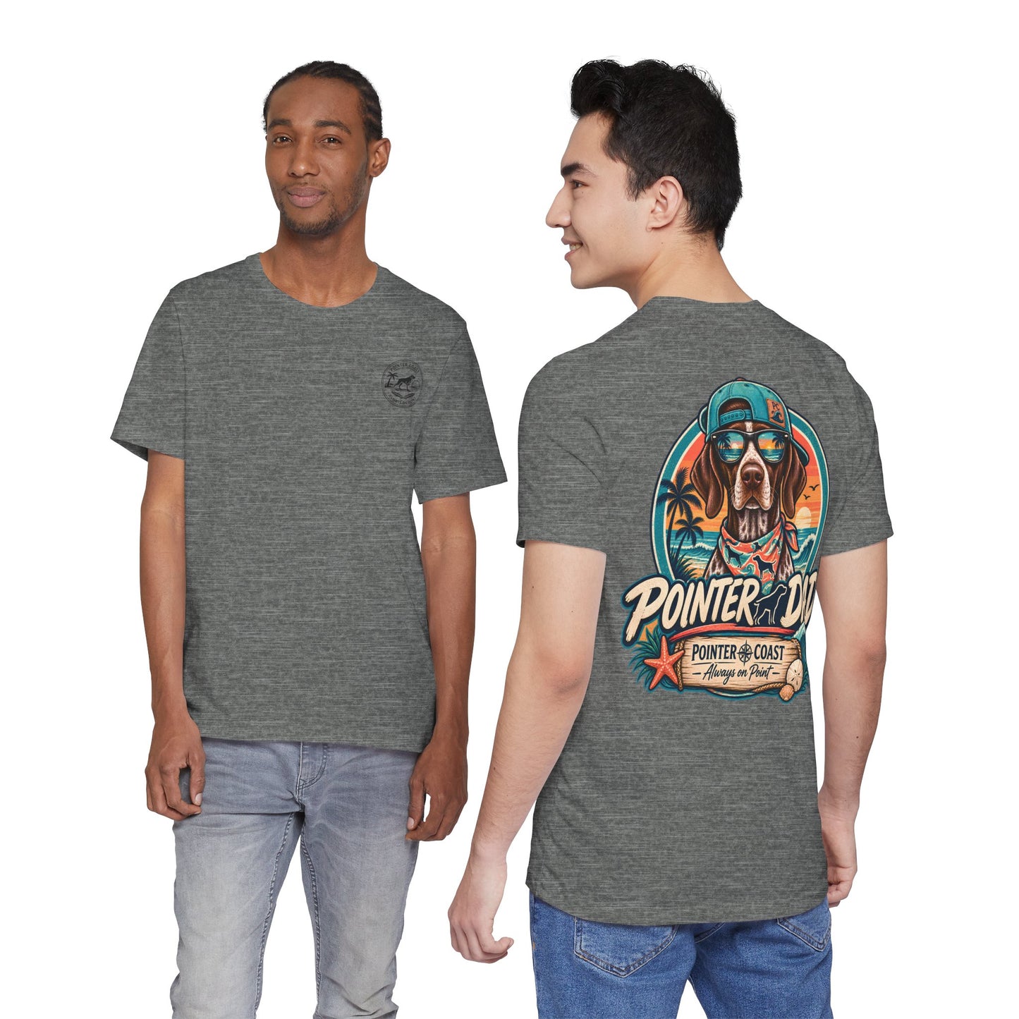 Pointer Dad Retro Beach Dog T Shirt, Bella Canvas 3001, Coastal Graphic Tee, Father's Day Gift